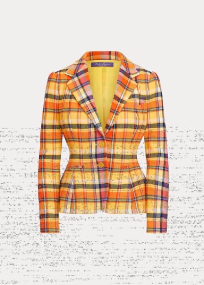 Chaquetas Ralph Lauren Mujer Naranjas Multicolor - Eloise Plaid - NLUYI1493